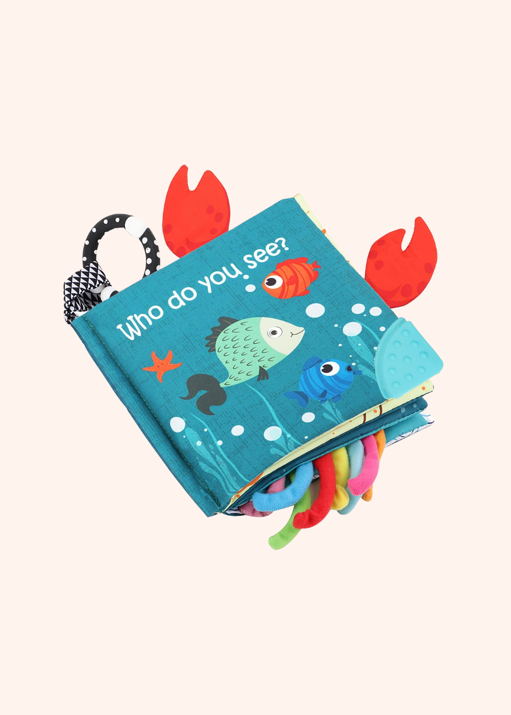 Fish Baby Books Toys, Touch Feel Cloth Crinkle Books for Babies,Baby Infant Toys