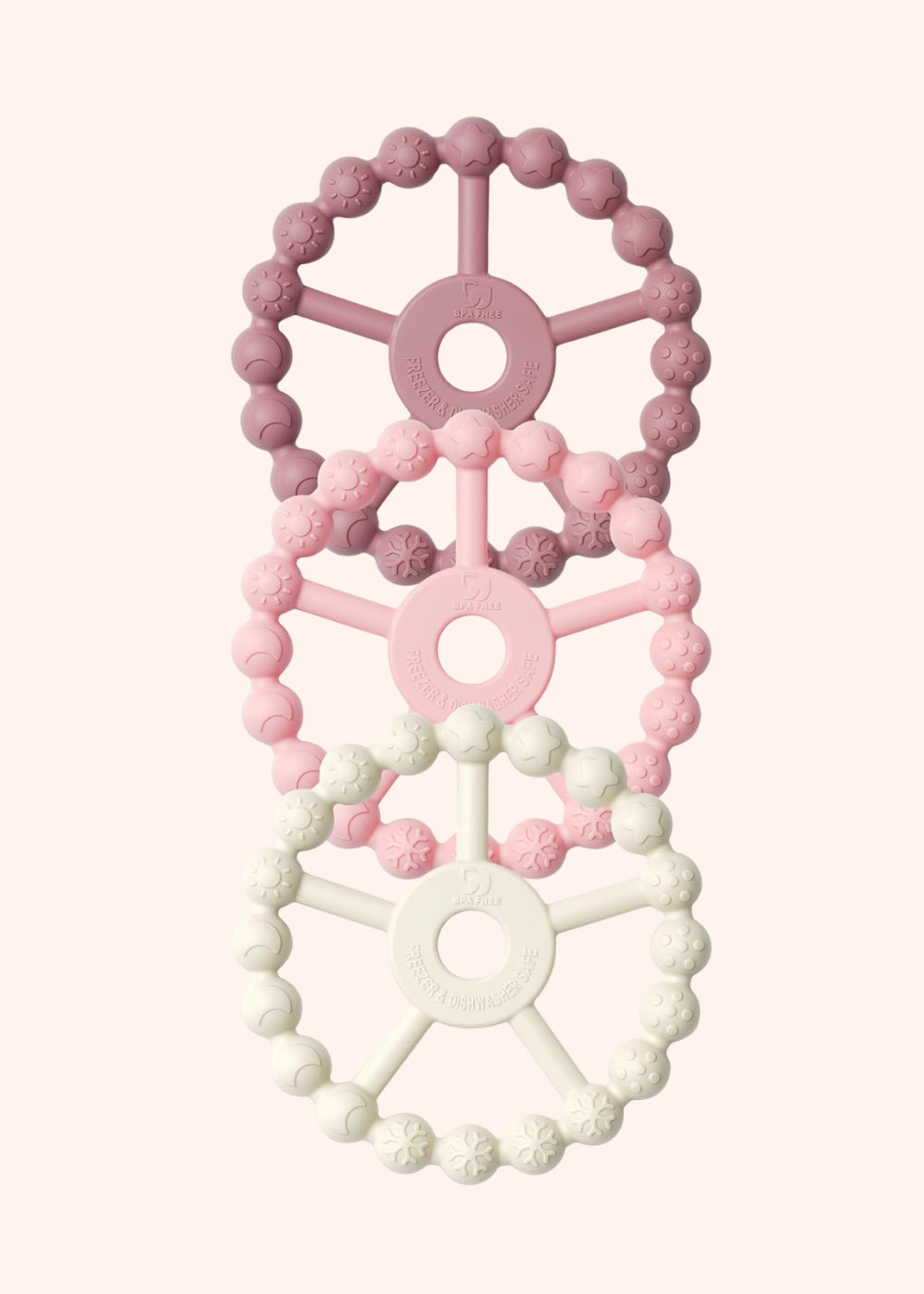 3 Pack Ring Teether Baby Infant Toys, Baby Essentials, Silicone Teething Ring Toys for Babies