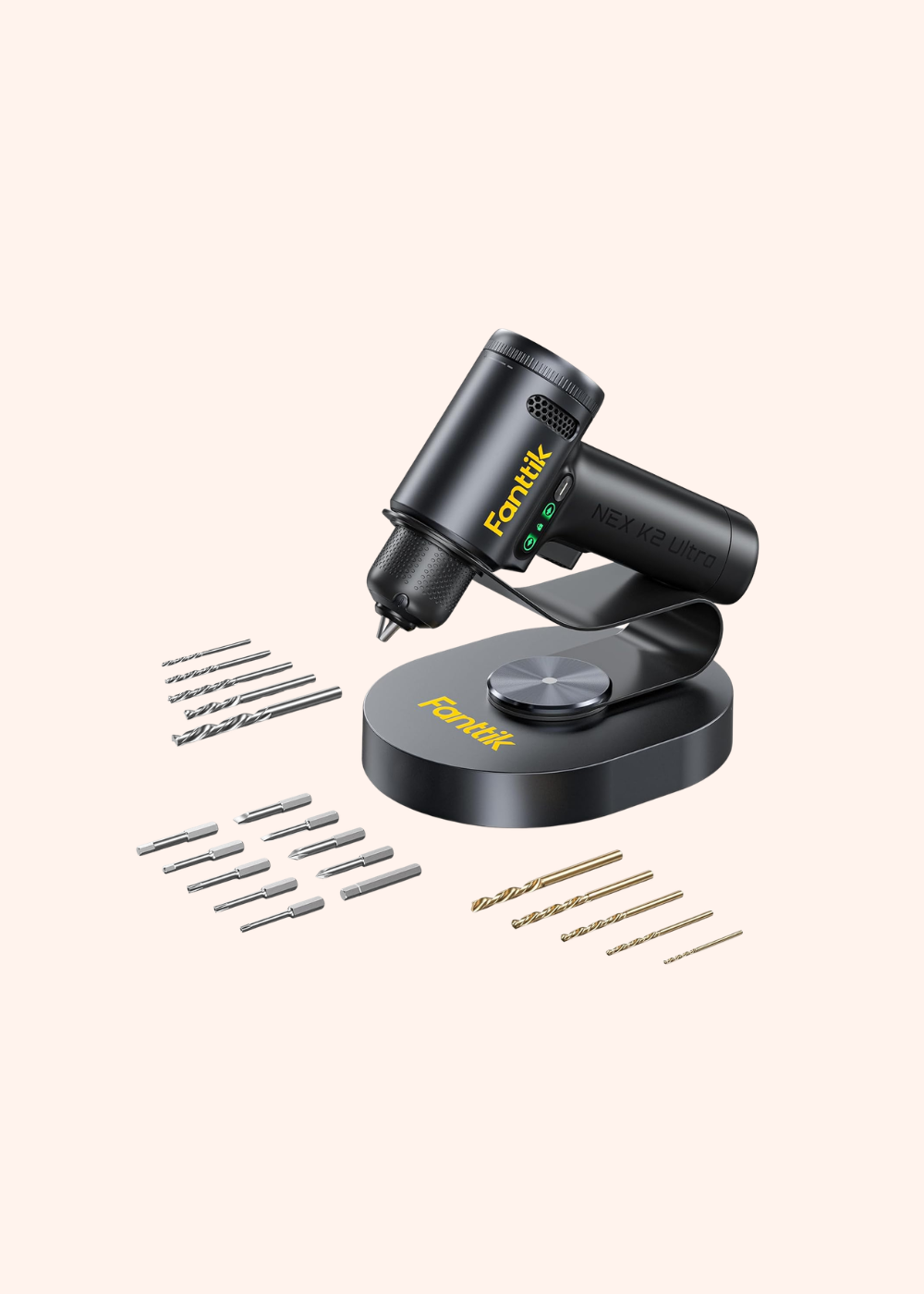 Fanttik K2 Ultra Cordless Drill, Brushless Drill Driver Kit | 3/8'' Keyless Chuck, Max. 30 N.m, 1250 RPM