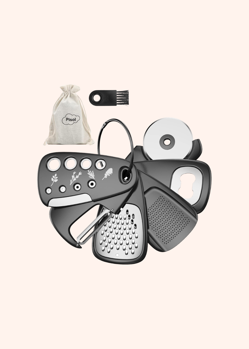 Pisol Kitchen Unique Gadgets Set 6 Pieces, Space Saving, Cheese Grater