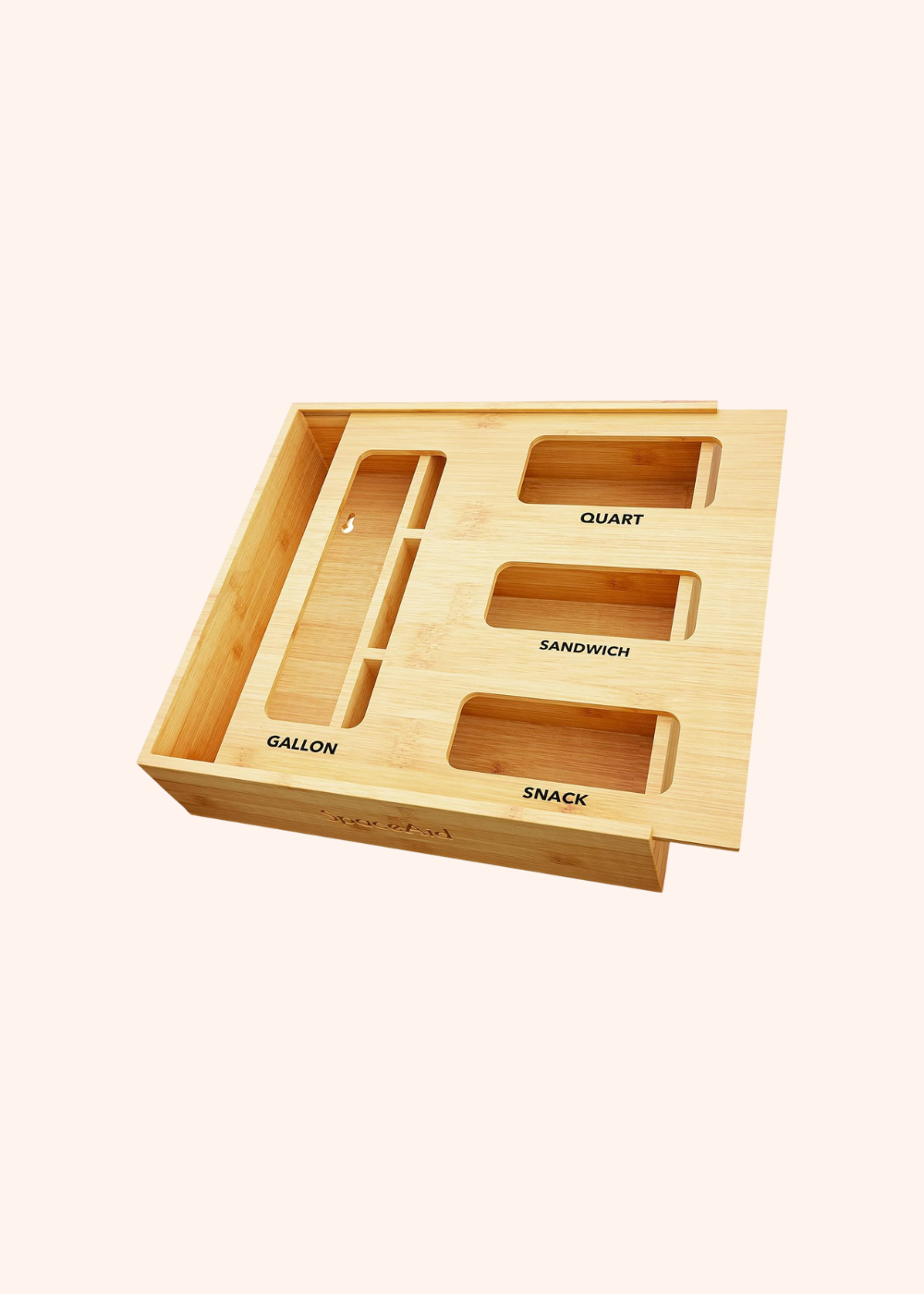 SpaceAid Bag Storage Organizer for Kitchen Drawer, Bamboo Organizer, Compatible with Gallon