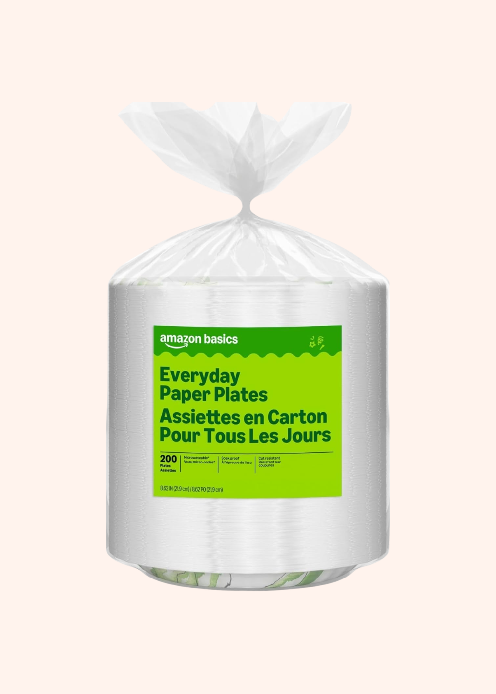 Amazon Basics Everyday Paper Plates, 8.62 Inch, Disposable, 200 Count, Packaging May Vary