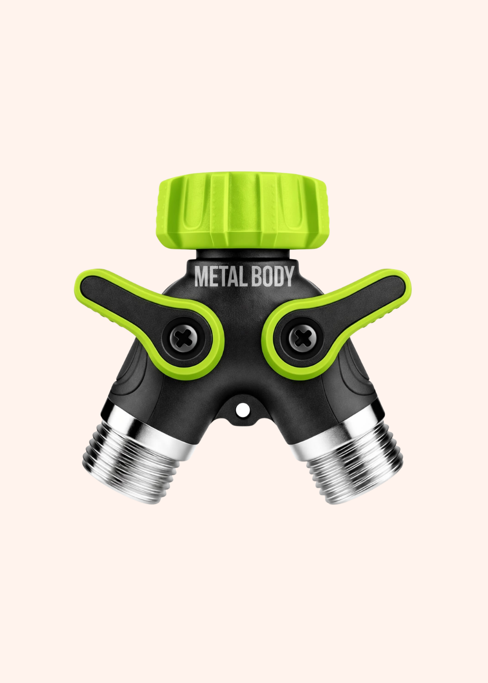 2 Way Hose Splitter Heavy Duty - Metal Y Garden Hose Splitter with Shutoff Valves