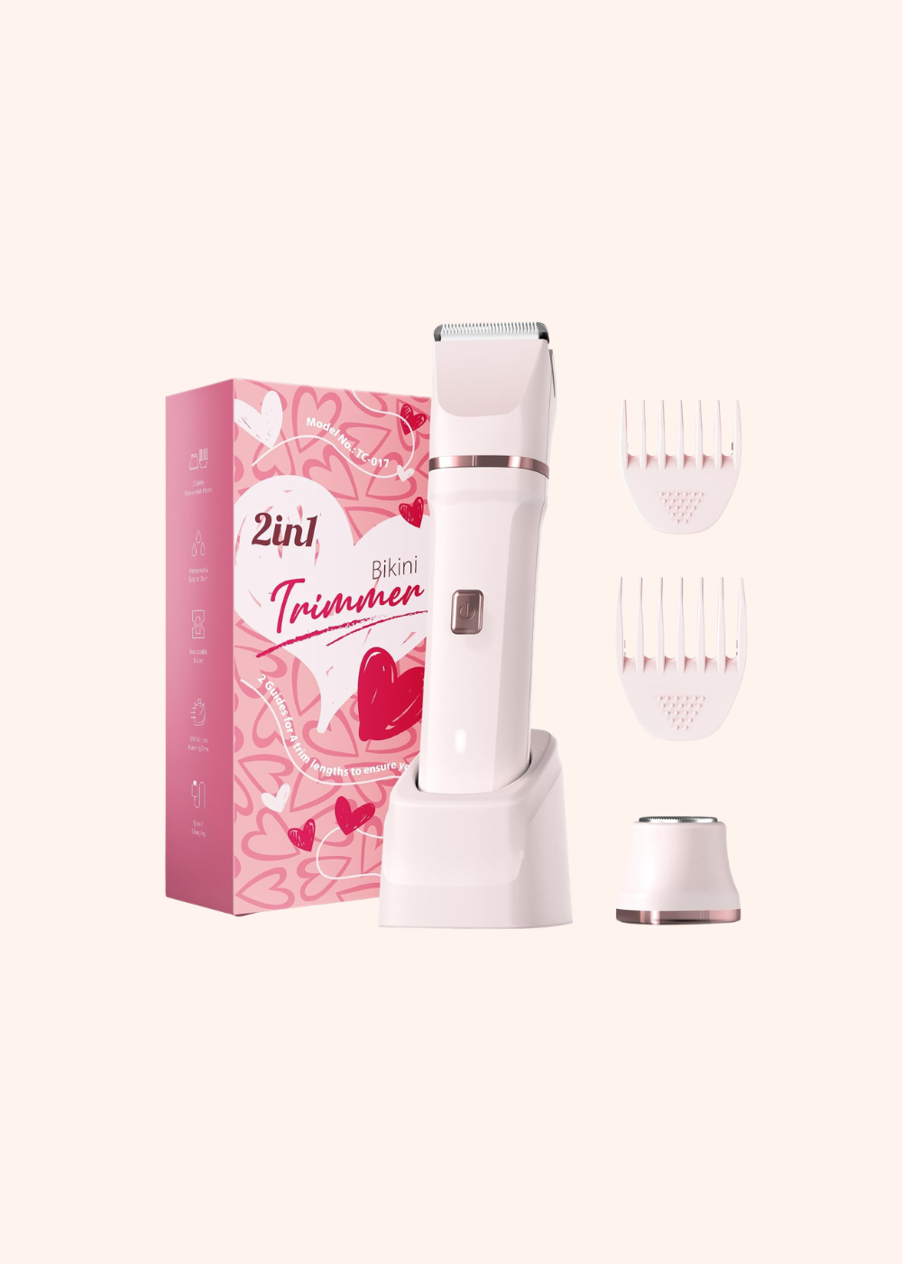 Risina 2-in-1 Bikini Trimmer for Women, Electric Razors for Women, Gifts | IPX7 Waterproof